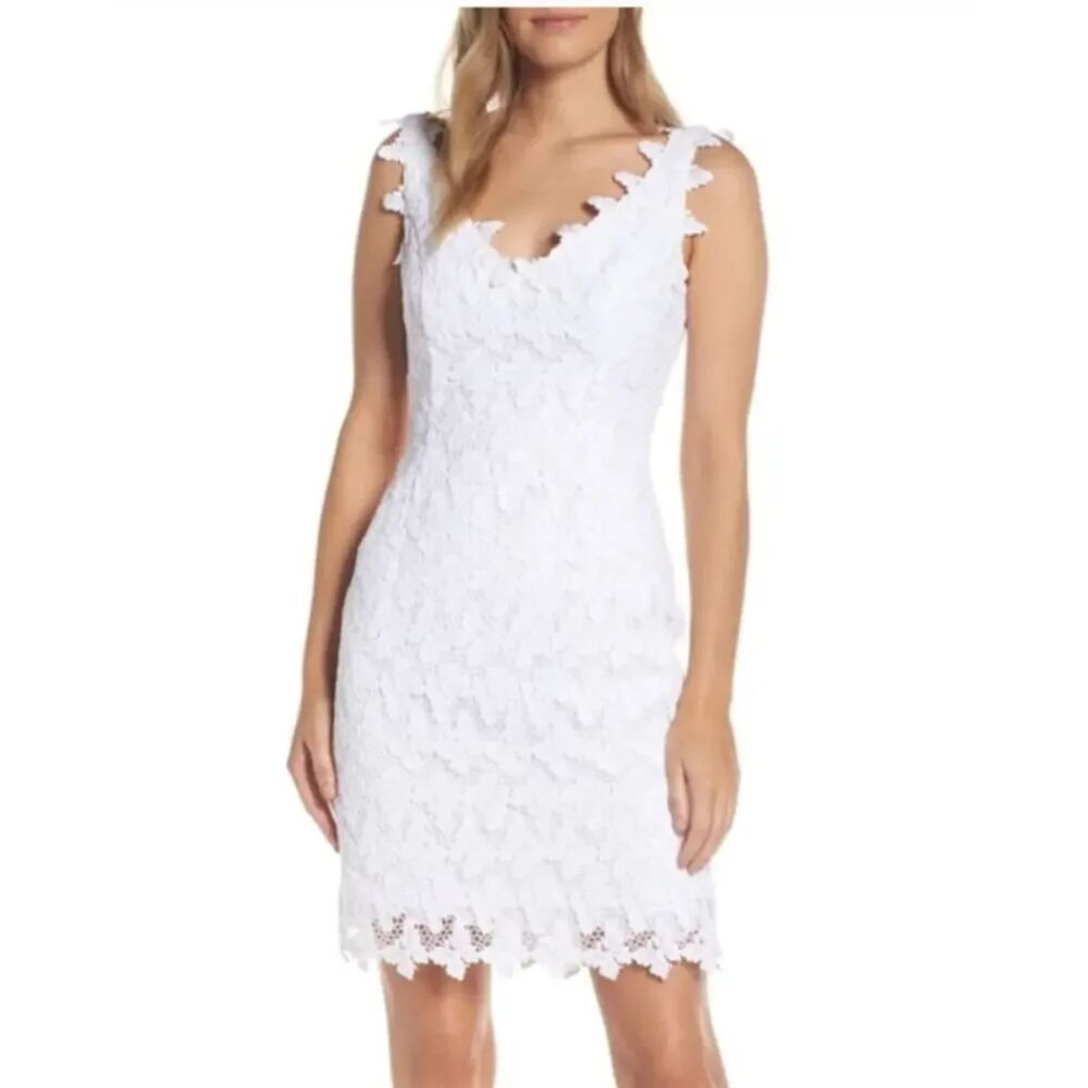Lilly Pulitzer White Papillon Reeve Shift Dress Lace 100% Cotton Lace Dress Sz 2